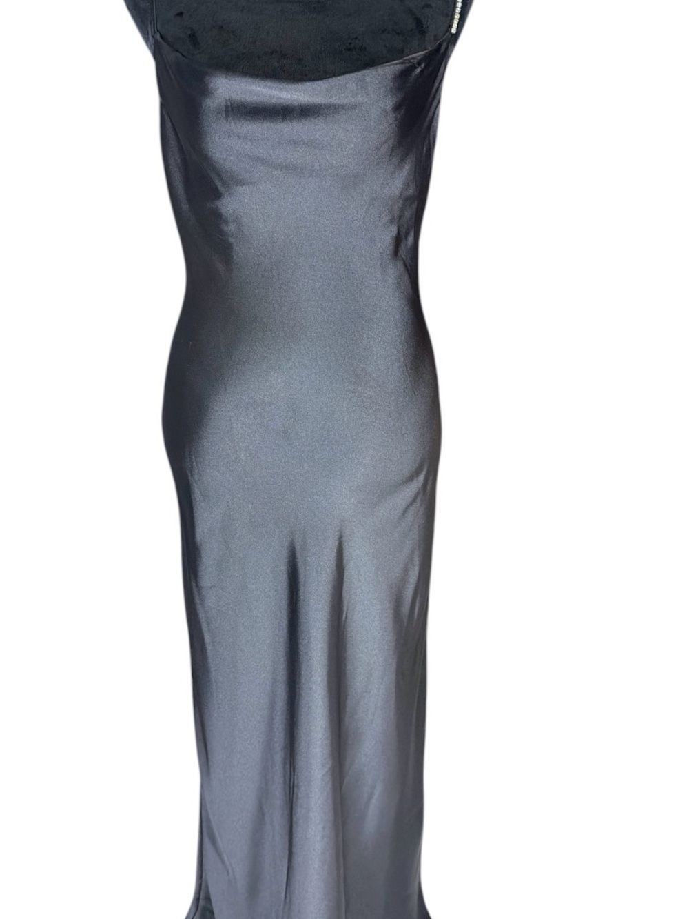 Zara Black Satin Cowl Slip Dress with Chain Strap - Picture 4 of 7